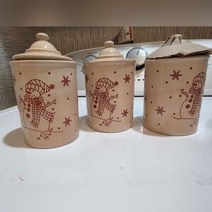 Snowman Ceramic Canister Set
